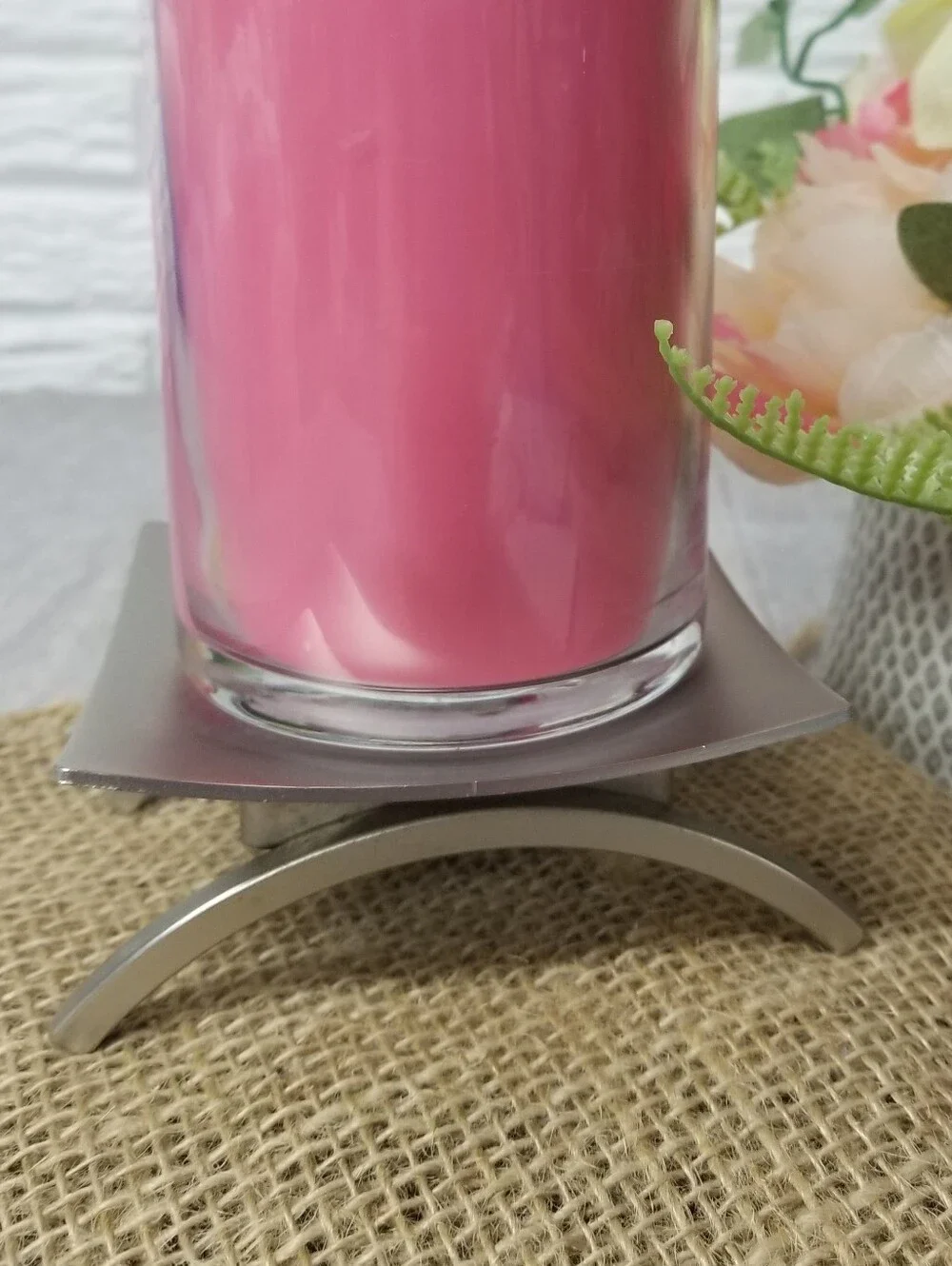 Sleek Silver Metal Candle Holder